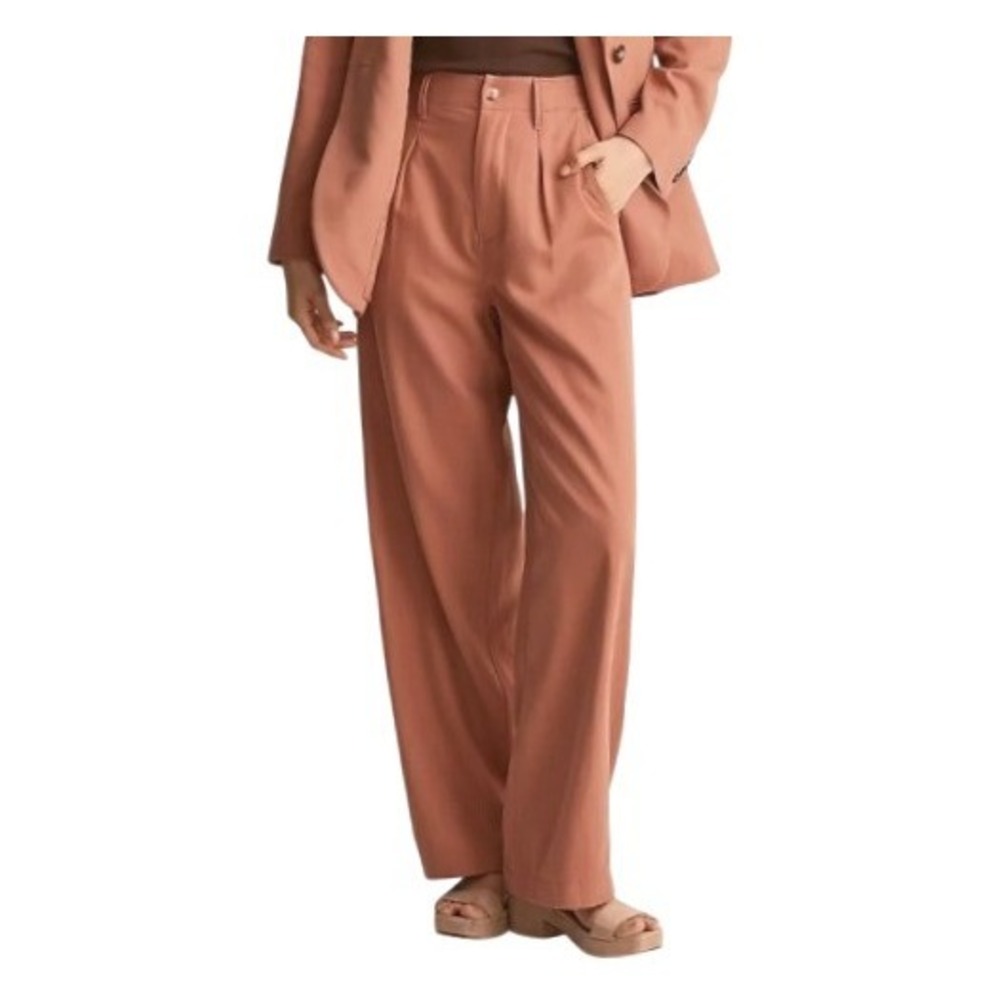 Madewell Womens 6 Neale Drapeweave High Rise Wide Leg Pants in Dried Rose